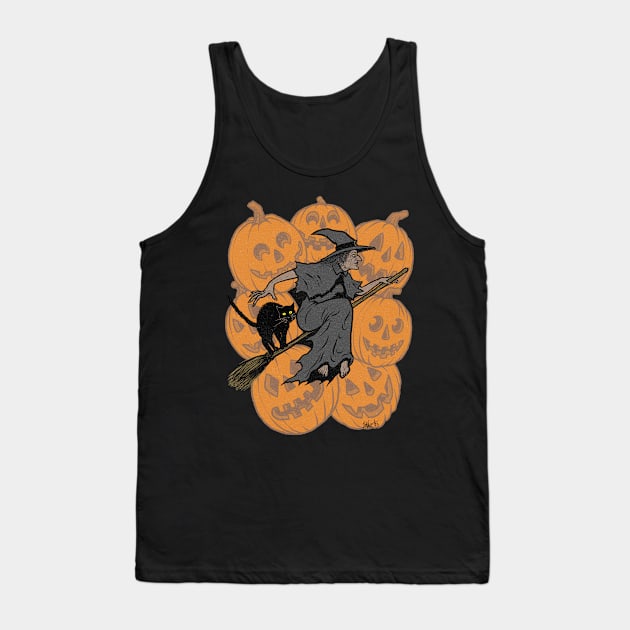 Vintage Halloween "Draw This In Your Style": Witch's Flight Tank Top by Chad Savage